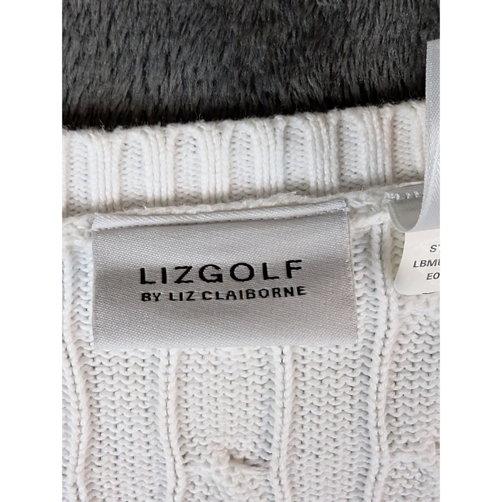 ✨ PRSTINE VTG Claiborne LG Preppy Tennis Golf Sweater V Neck Cable Knit Pullover - Picture 3 of 11